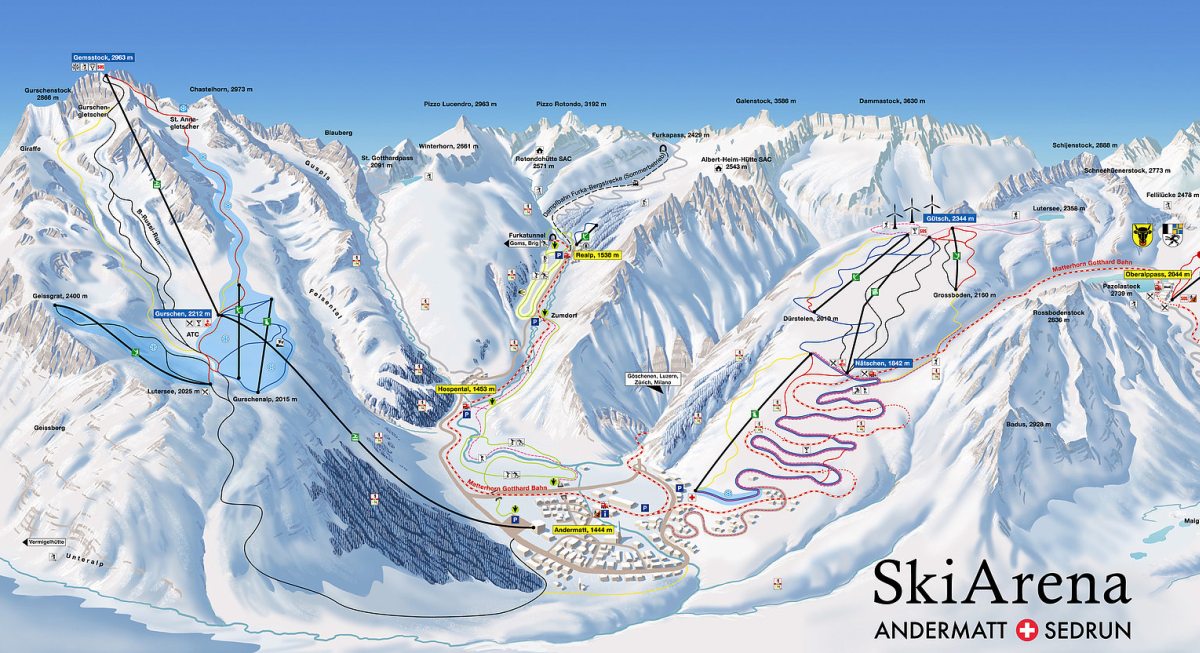 Lyžiarske stredisko Andermatt - Gemsstock - Nätschen