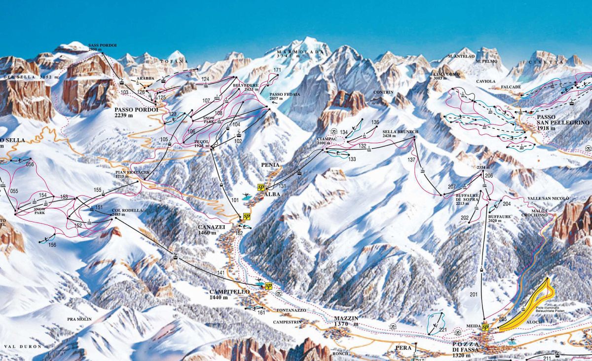 Lyžiarske stredisko Campitello - Col Rodella / Val di Fassa